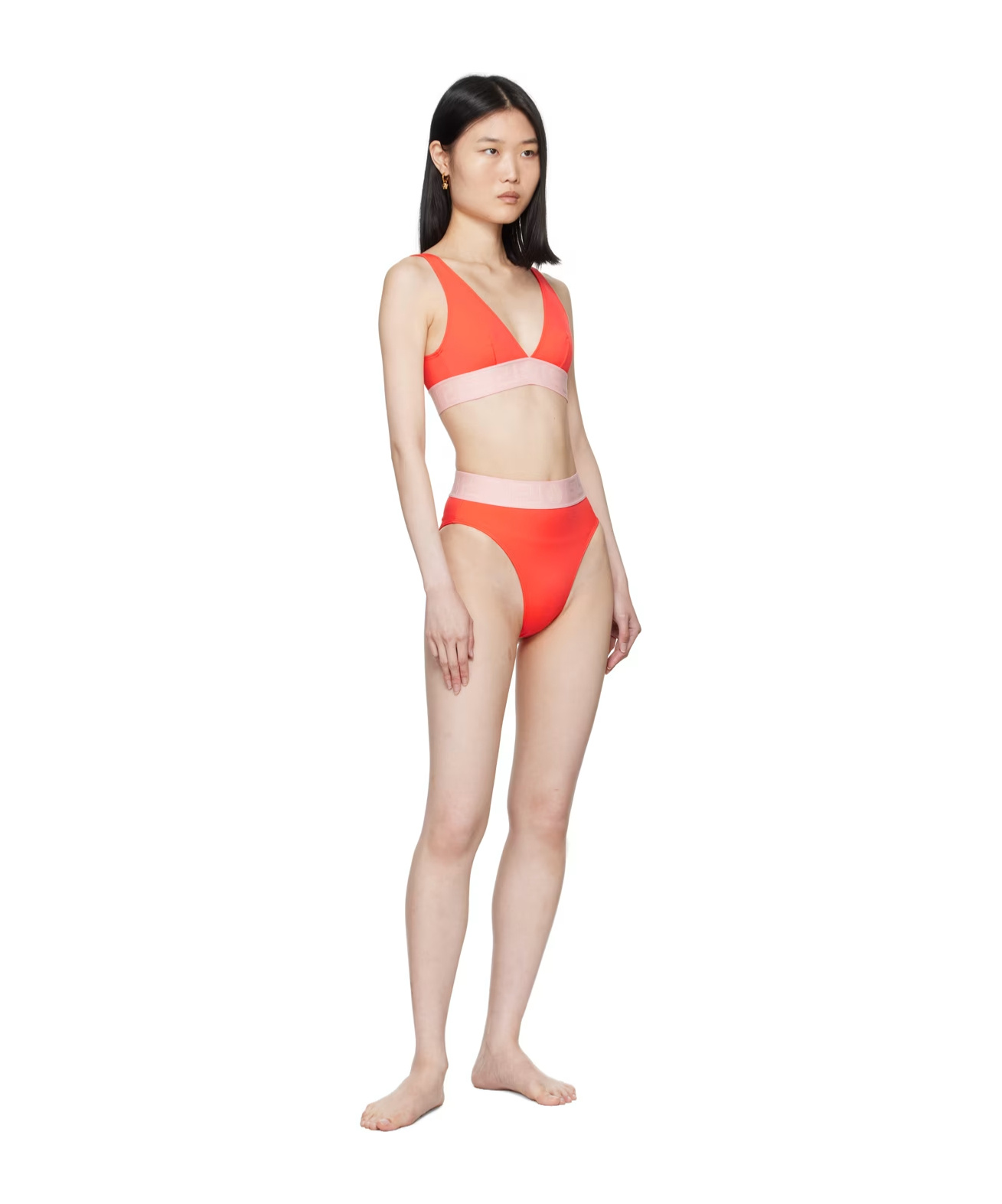 Versace Logo Bikini Top In Nude