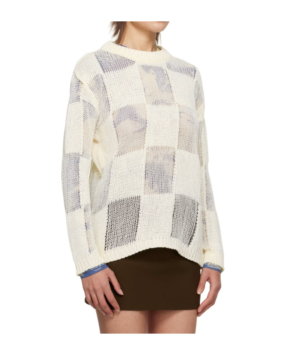 Open Yy Open-knit Sweater In White
