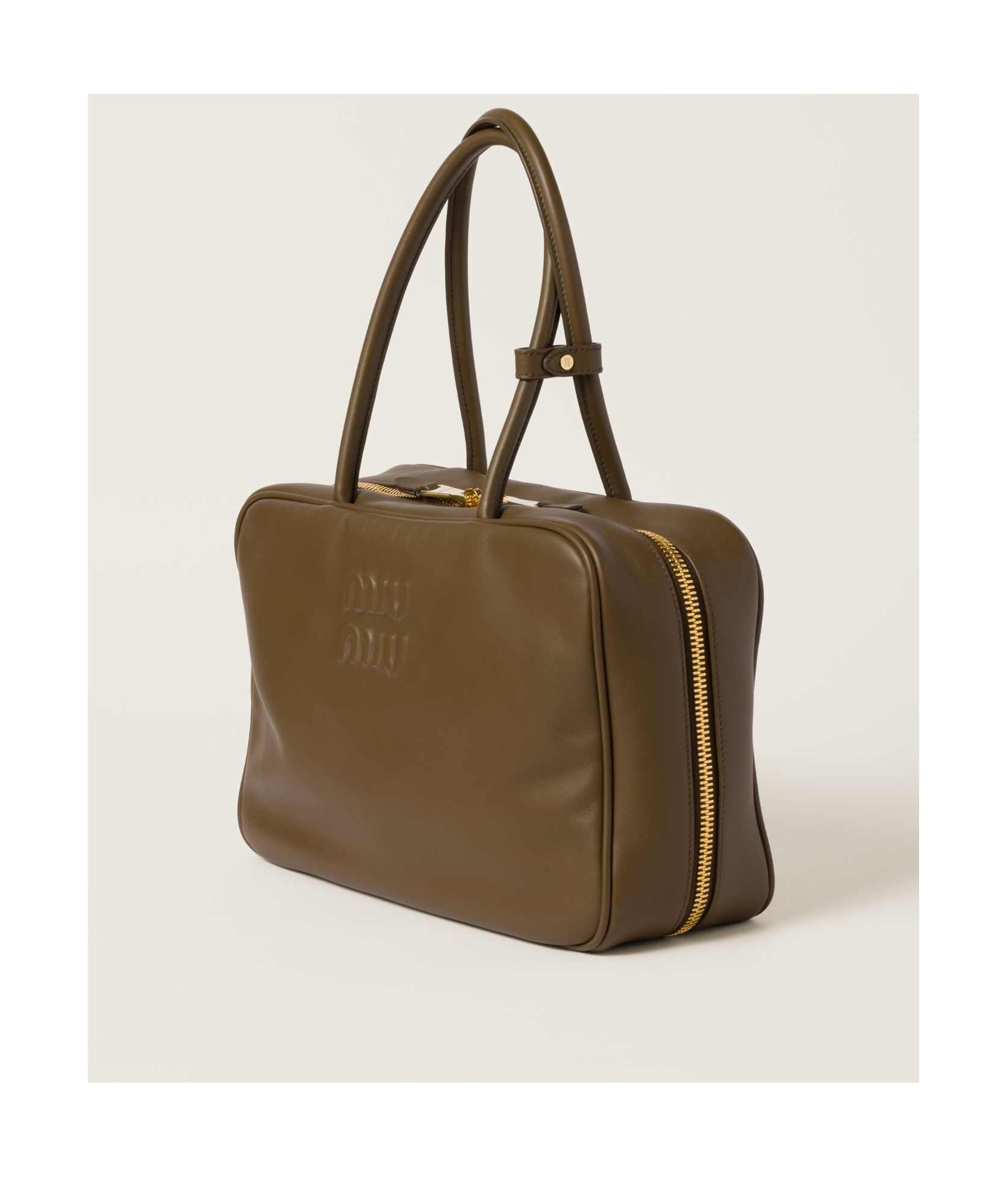 Miu Miu Leather Beau Tote Bag In Brown