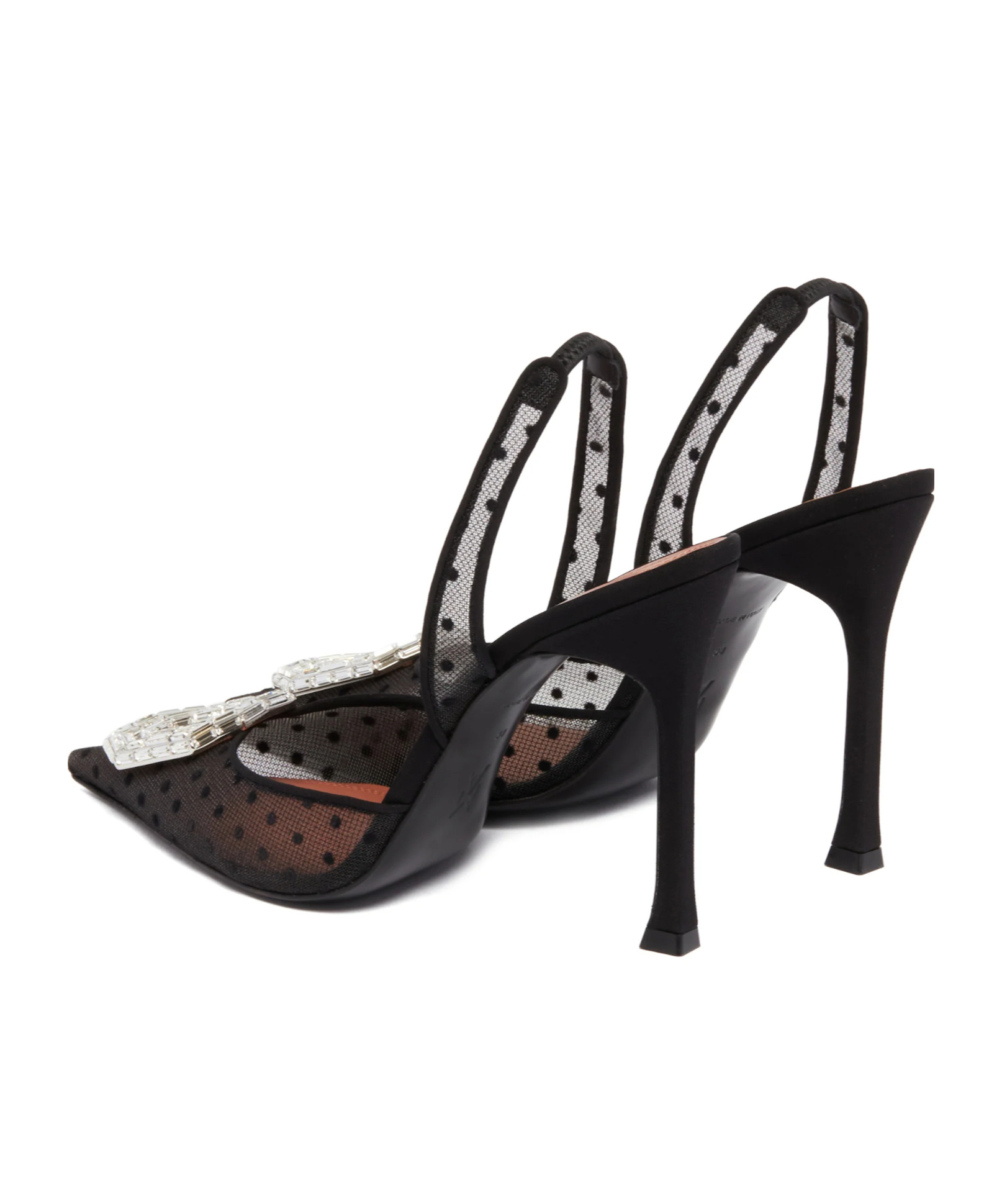 Amina Muaddi Camelia Sling 105 Pumps In Lace With Polka-dot In Black