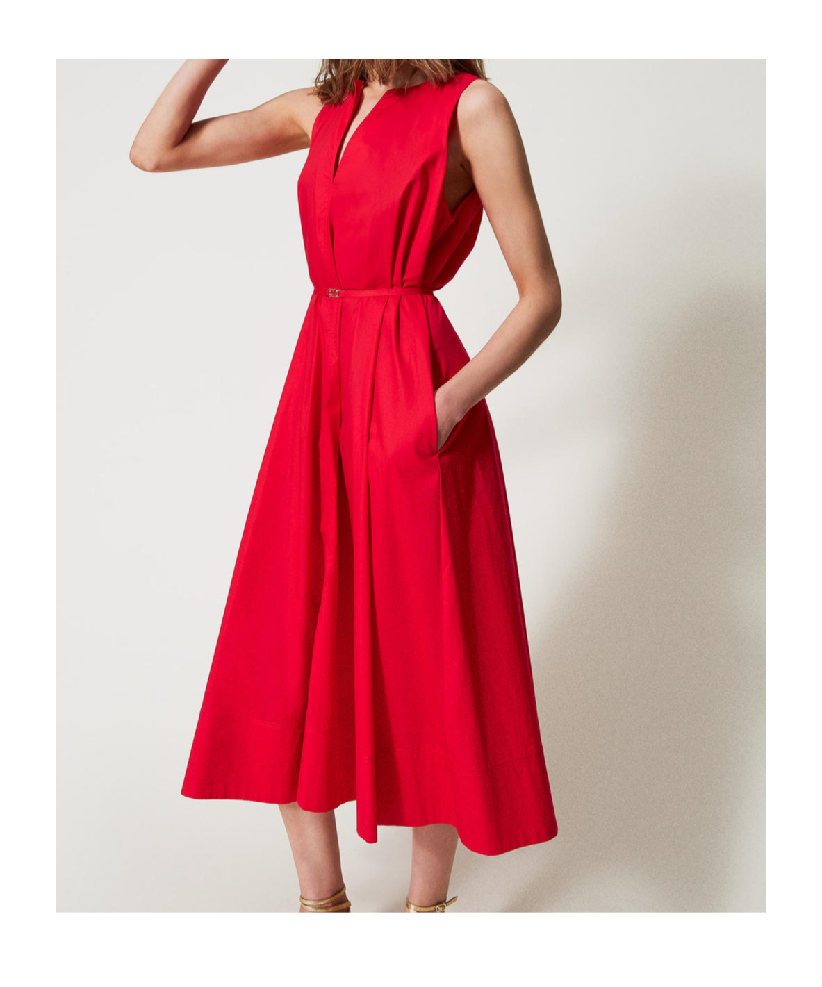 Shop Twinset Belted Midi Dress