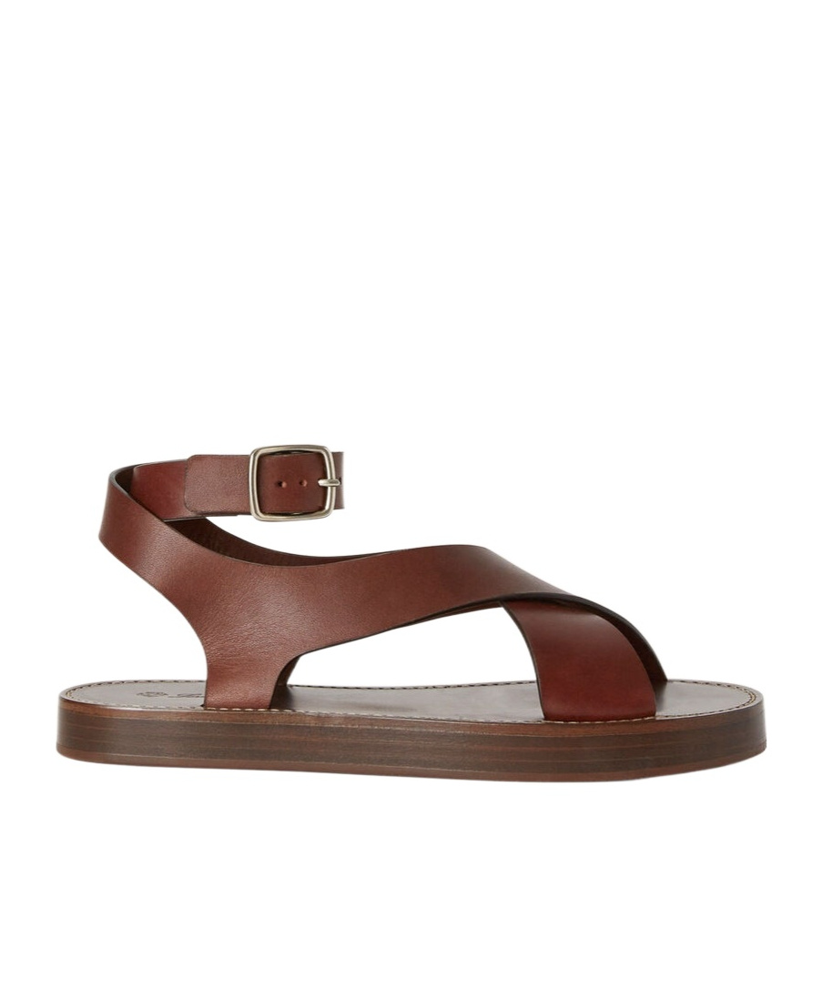 Loro Piana Criss-cross Leather Sandals In Brown