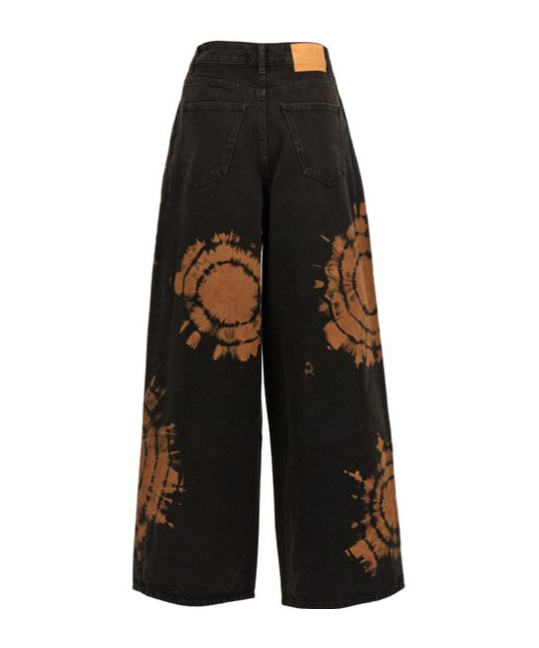 Alanui "desert Sands" High-rise Wide-leg Jeans In Black