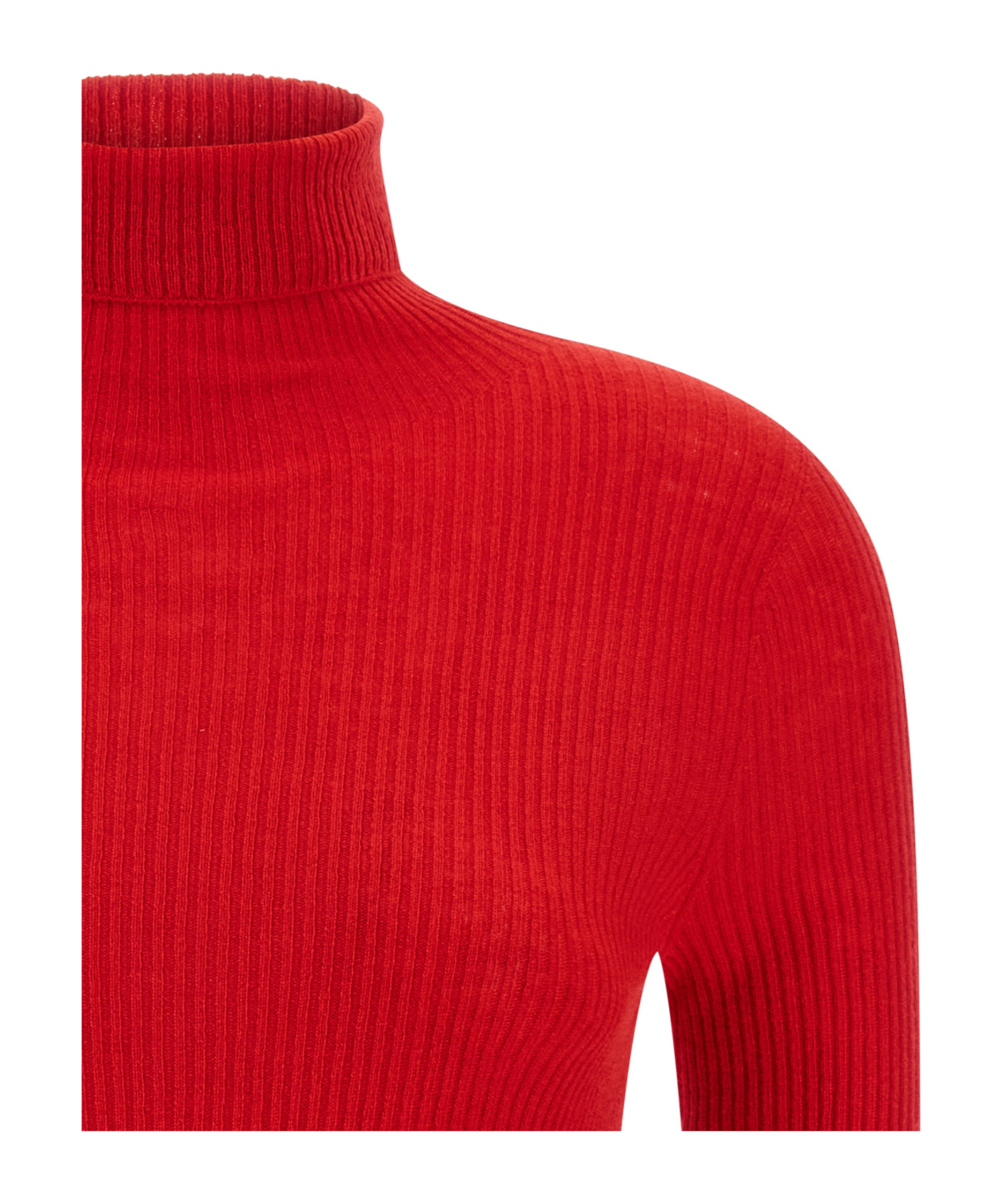 Fabiana Filippi Ribbed Virgin Wool And Silk Turtleneck Sweater In Red