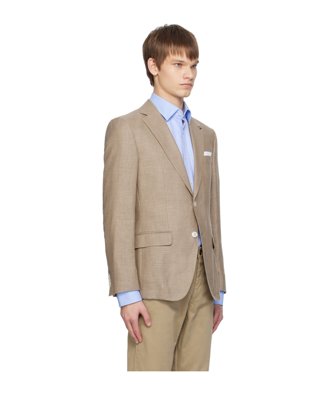 Hugo Boss Slim-fit Long-sleeved Blazer In Brown