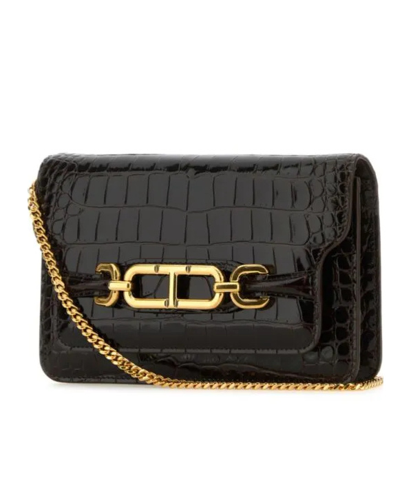 Tom Ford Small Whitney Crocodile-embossed Shoulder Bag In Black