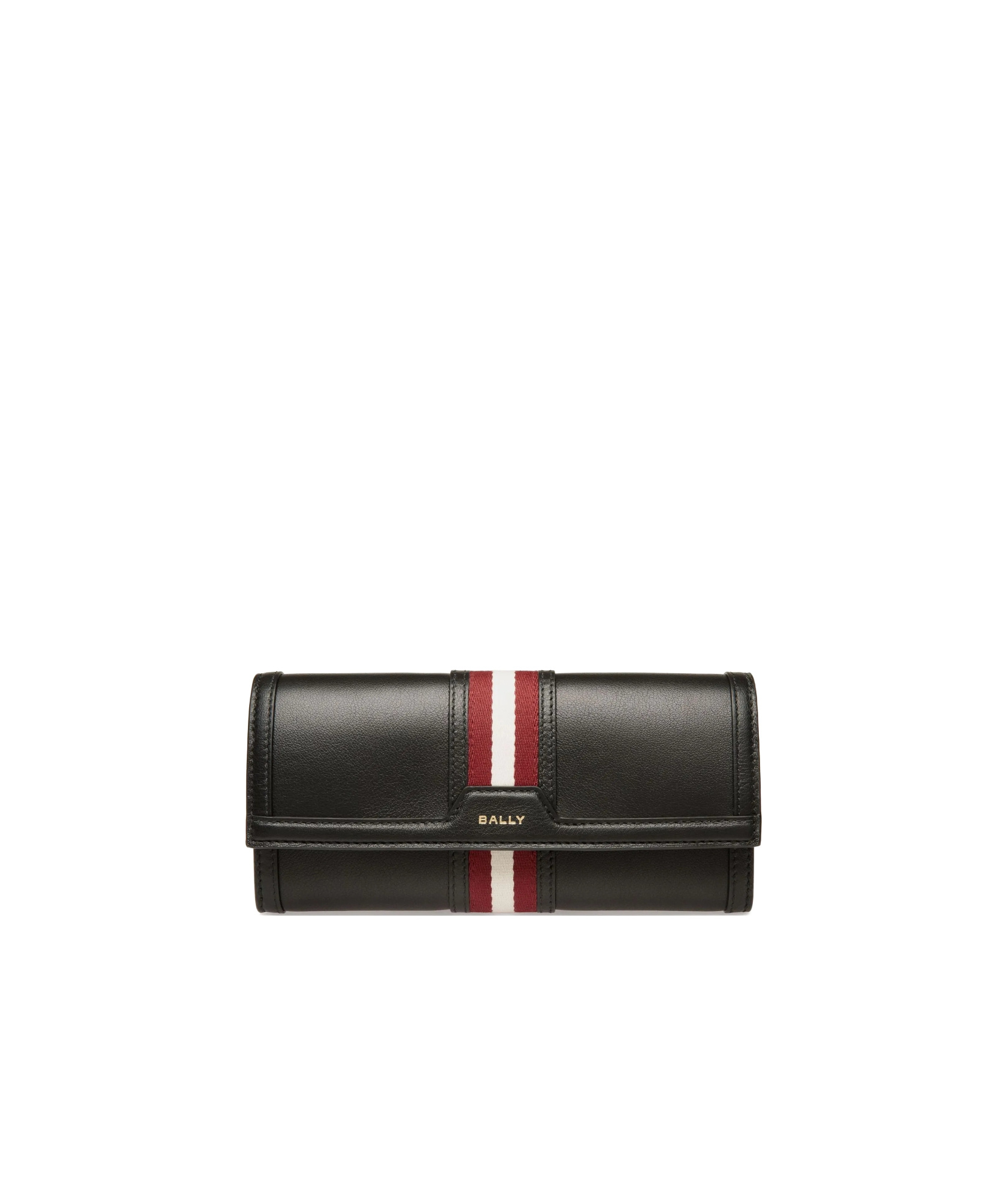 Bally Code Long Wallet In Black Leather In Black