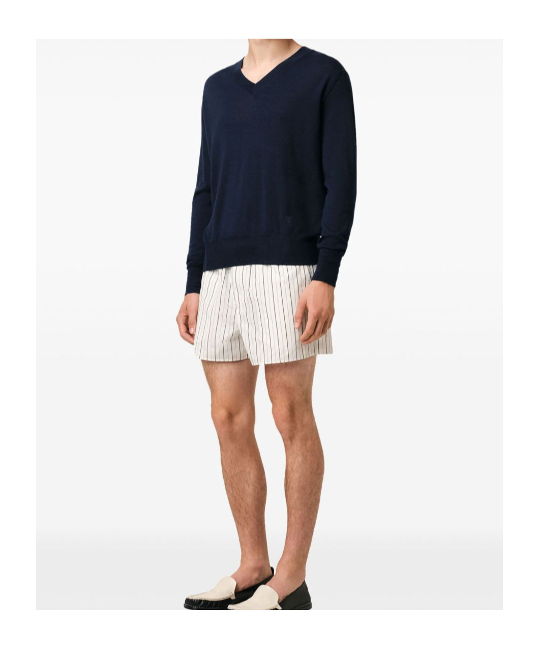 Shop Ami Alexandre Mattiussi Wool V-neck Sweater In Black