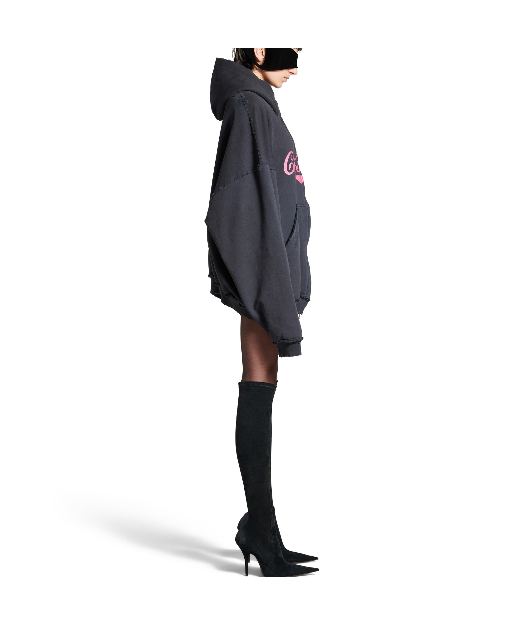 Balenciaga Ciao Bello Large-fit Hooded Sweatshirt In Black