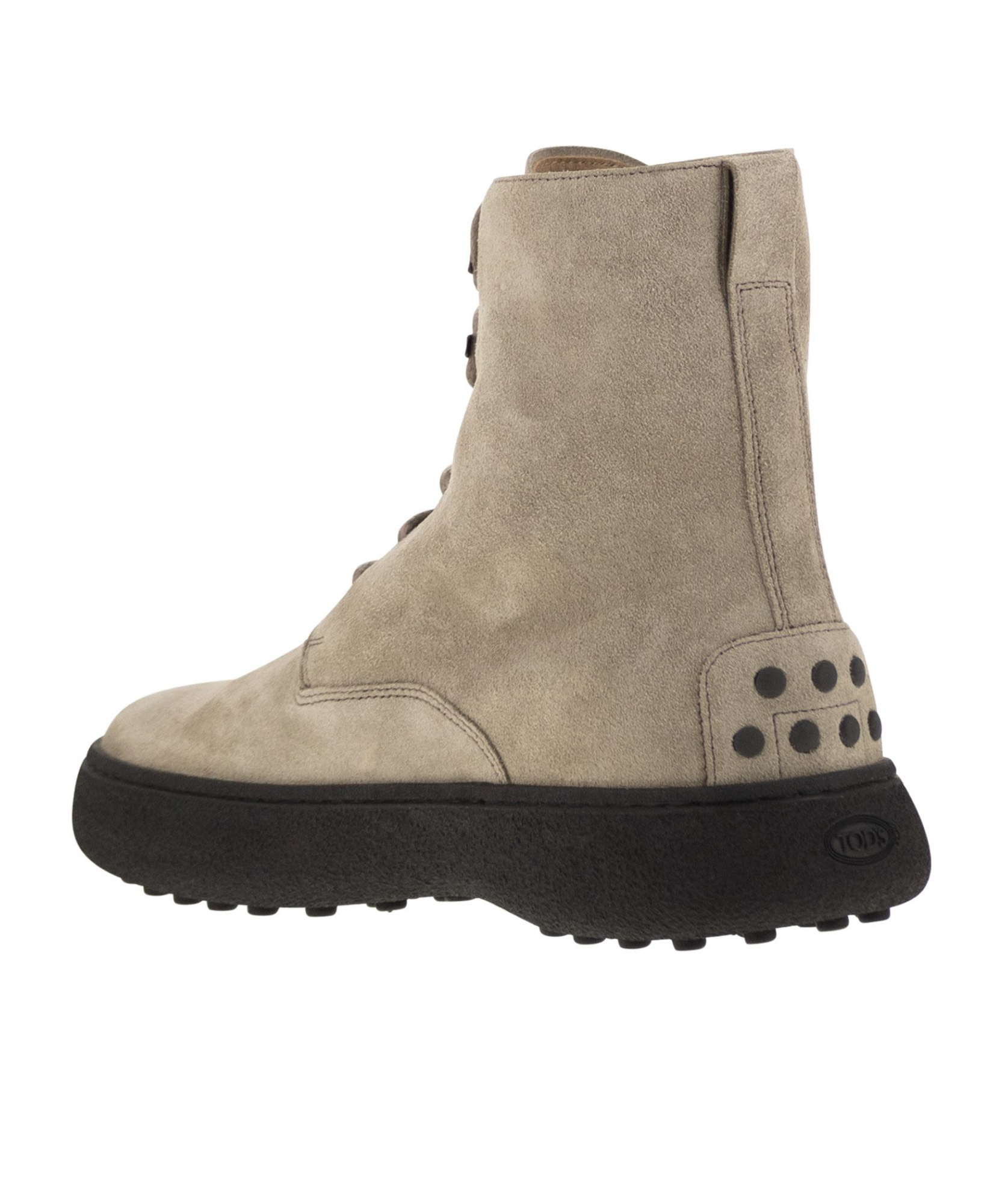 Tod's Urban Elegance Suede Ankle Boots With Chunky Sole, 4.5 Cm In Nude
