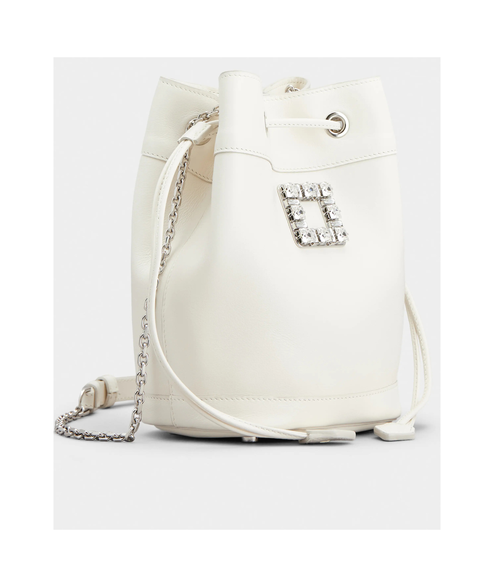 Roger Vivier Très Vivier Bucket Bag In Leather In White