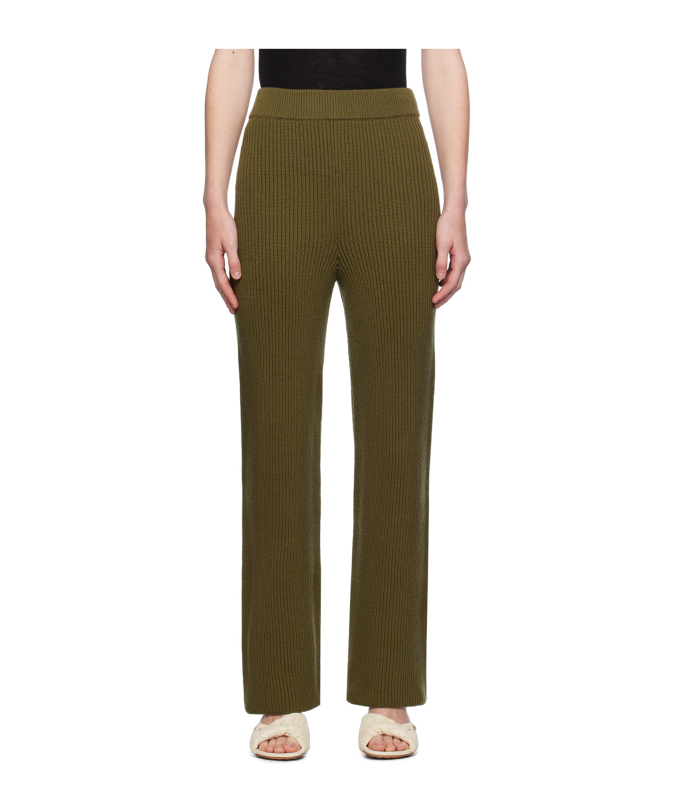 Shop Jil Sander Ribbed Trousers In Green