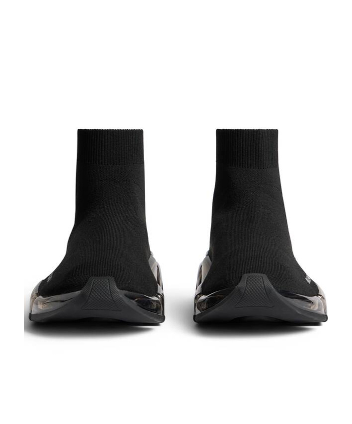 Balenciaga Womens Speed 2.0 Full Clear Sole Recycled Knit Sneaker In Black