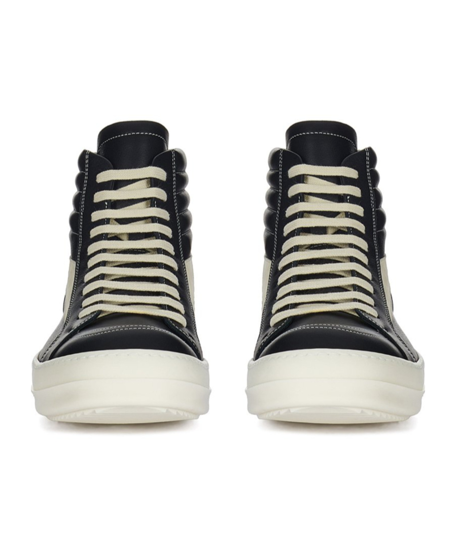 Rick Owens Men Leather High Vintage Sneaks In Black