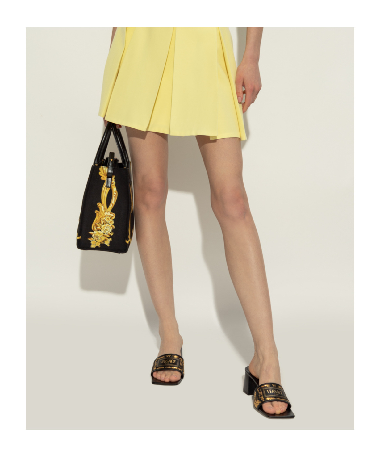 Versace Theia Barocco Square Open Toe Sandals In Black