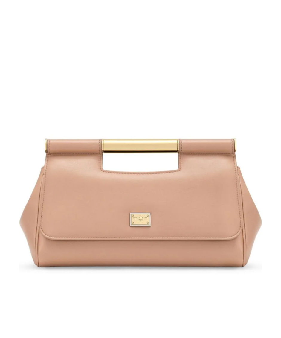 Dolce & Gabbana Sicily Leather Toe Bag In Nude