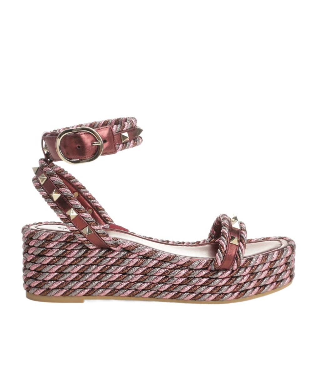 Valentino Open Toe Flat Sandals In Multi