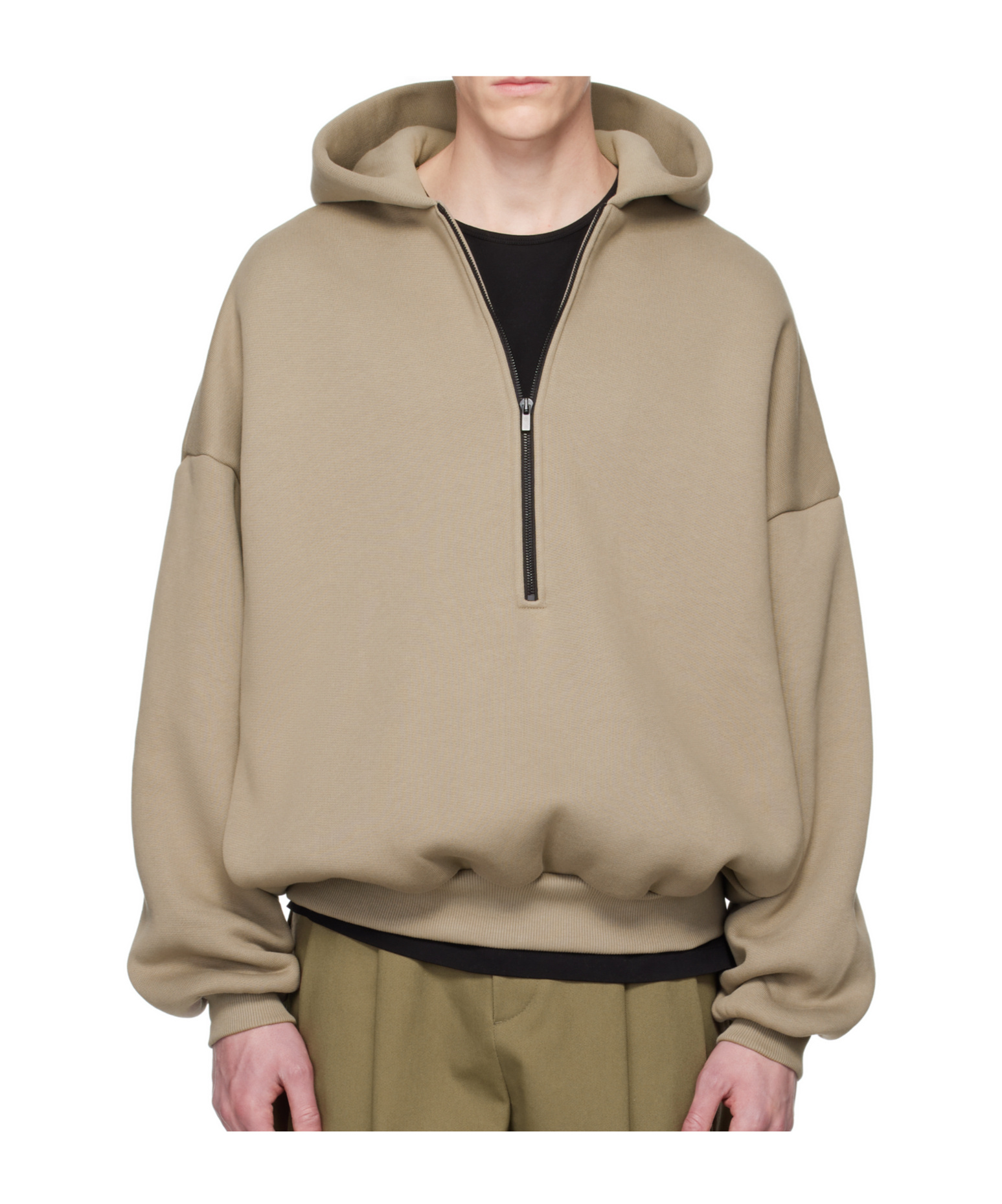 Fear Of God Tan Fleece Half Zip Mockneck Sweatshirt In Brown