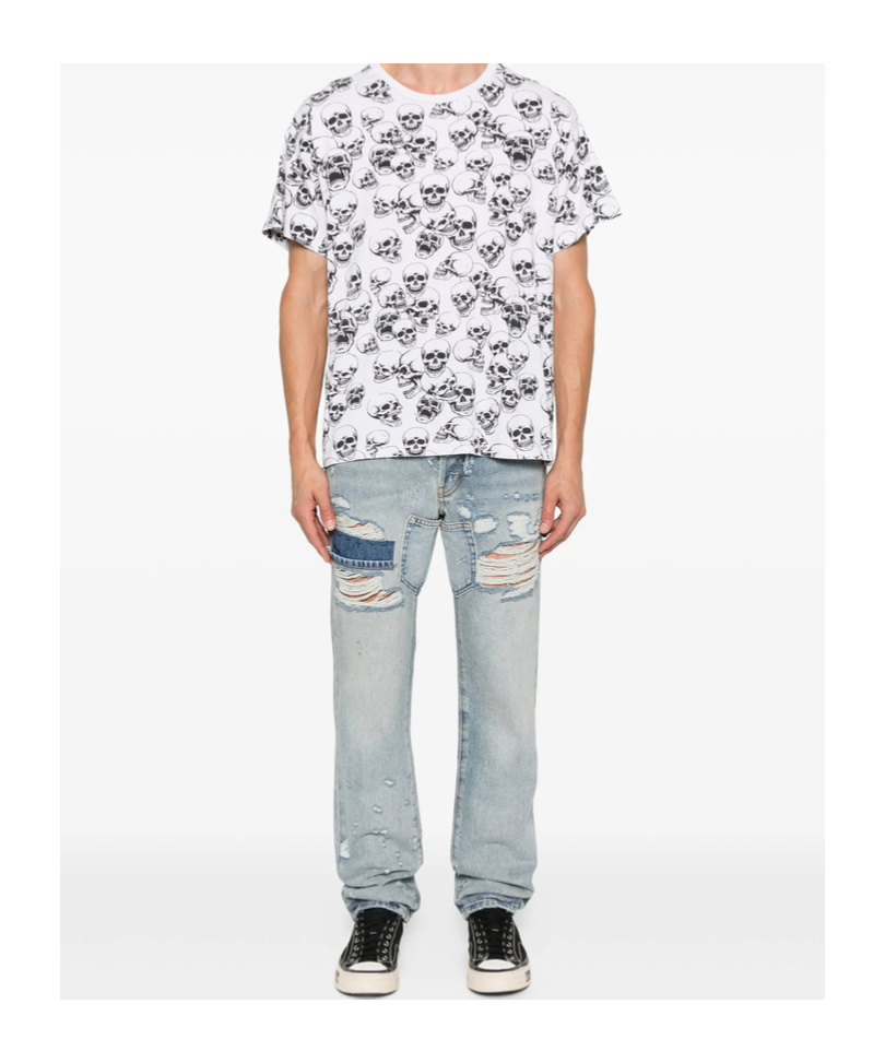 Gallery Dept. Bowery 5001 Straight-leg Distressed Jeans In Blue
