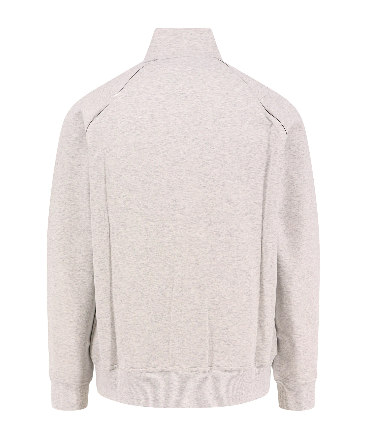 Brunello Cucinelli Cotton Sweatshirt With Leather Profiles In White