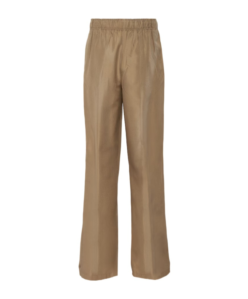 Prada Triangle-logo Plaque Wide-leg Pants In Green