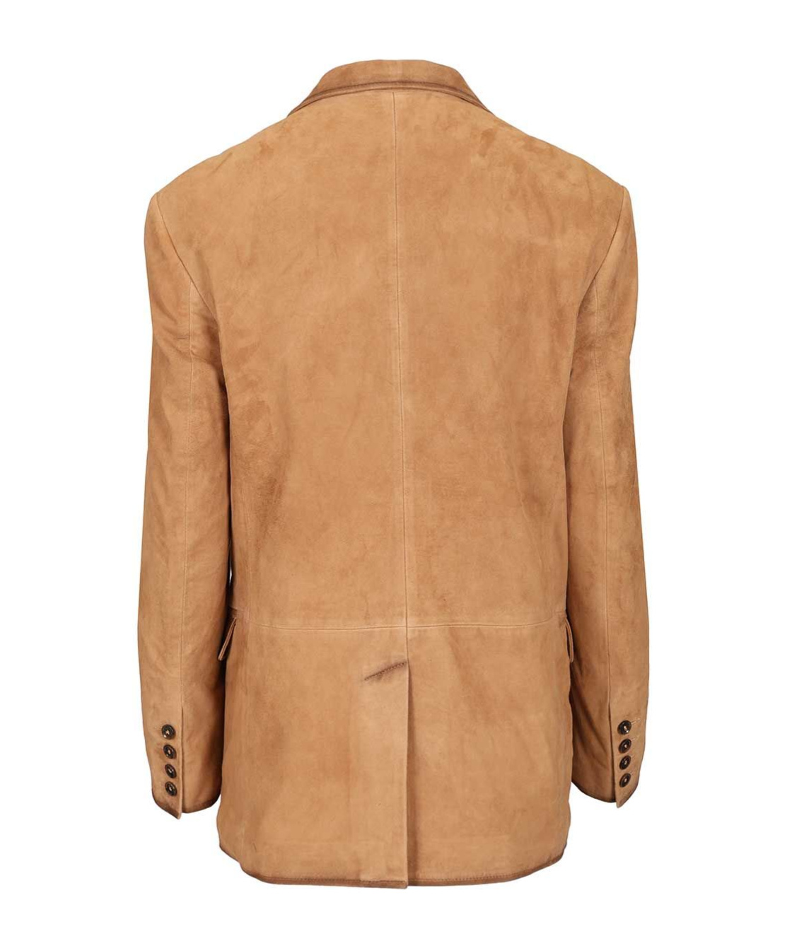 Arma Modena Beige Single-breasted Jacket With Classic Lapels In Suede Woman In Brown