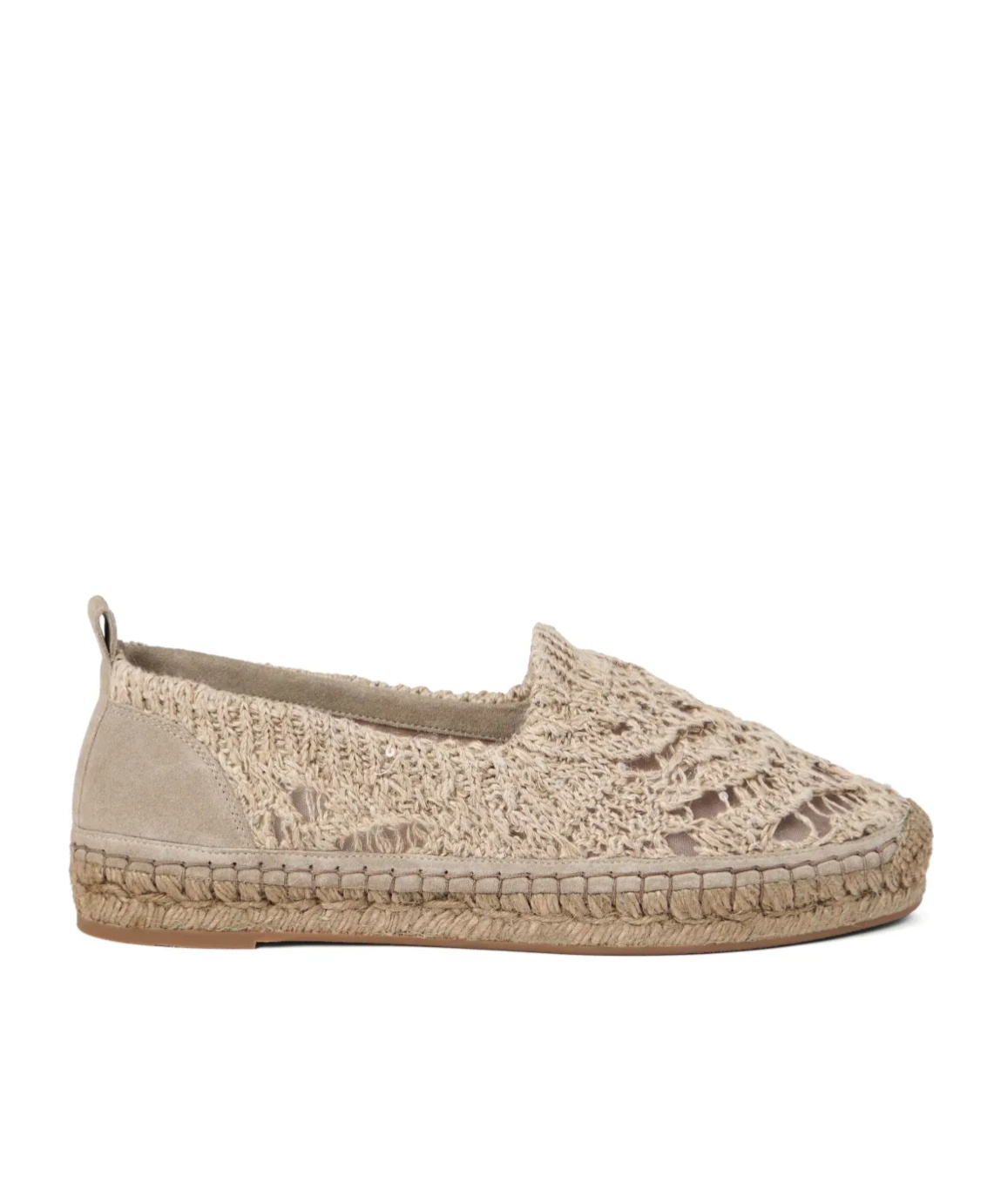 Brunello Cucinelli Linen-blend Dazzling Foliage Lace Knit Espadrilles In Light Brown