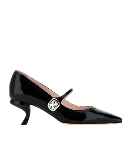 Roger Vivier Virgule 55 Crystal-embellished Patent-leather Mary Jane Pumps In Black