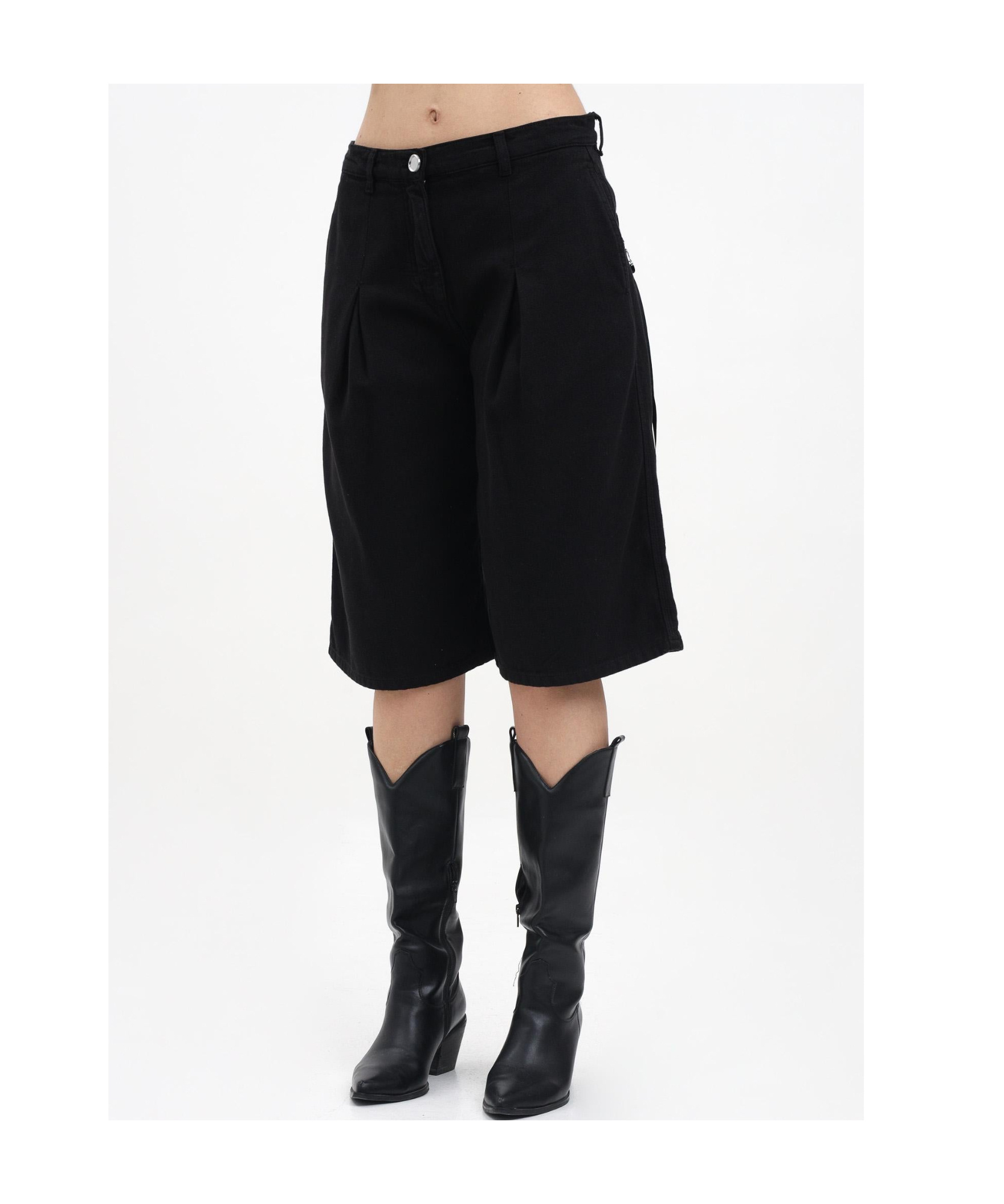 Pinko Wide Cotton Bermuda Shorts With Pockets