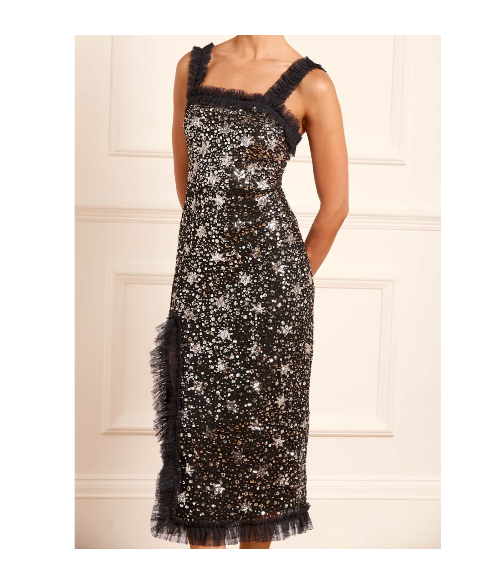 Needle & Thread Shooting Stars Halter Ballet Dress In Black
