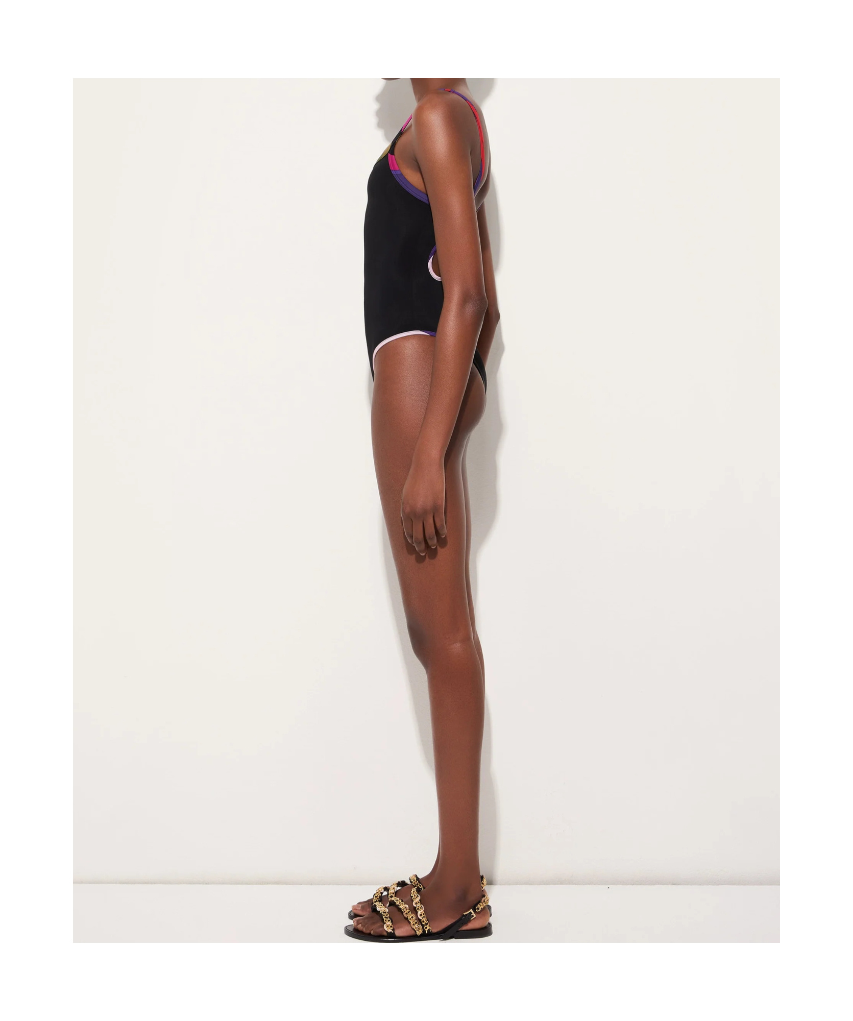 Pucci One Piece Swimsuit With Printed Edges In Black
