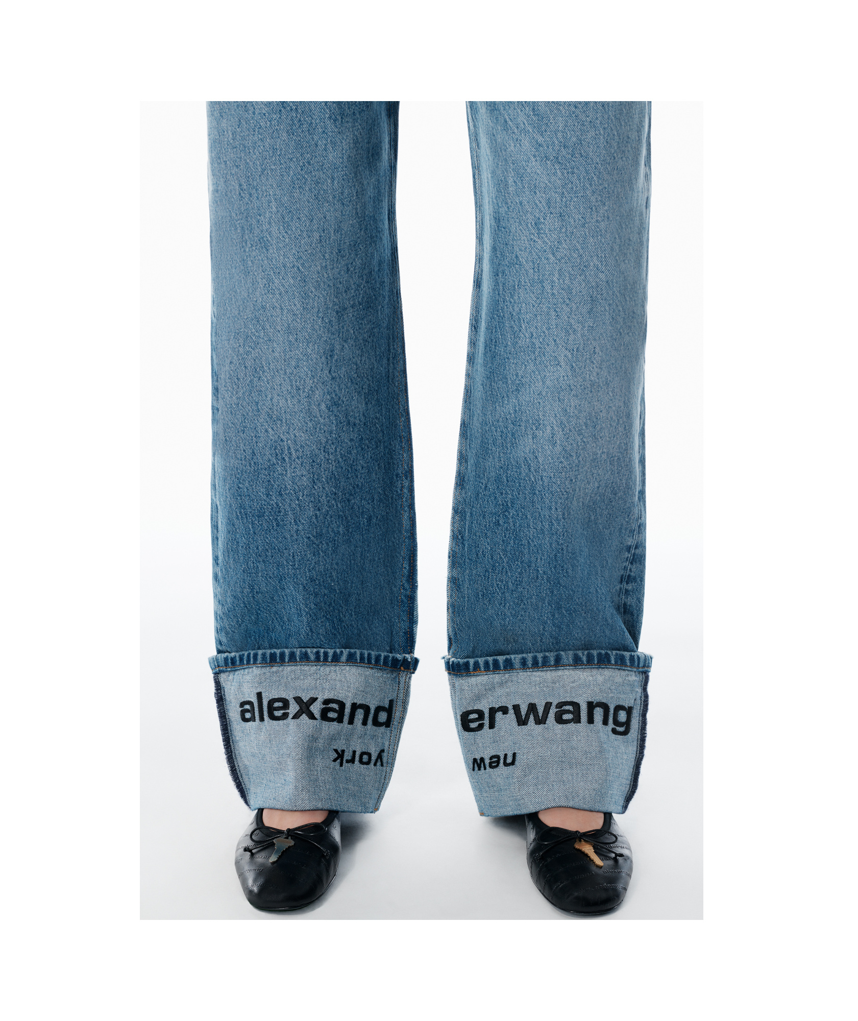 Alexander Wang Indigo Logo-embroidered Mid-rise Jeans In Blue