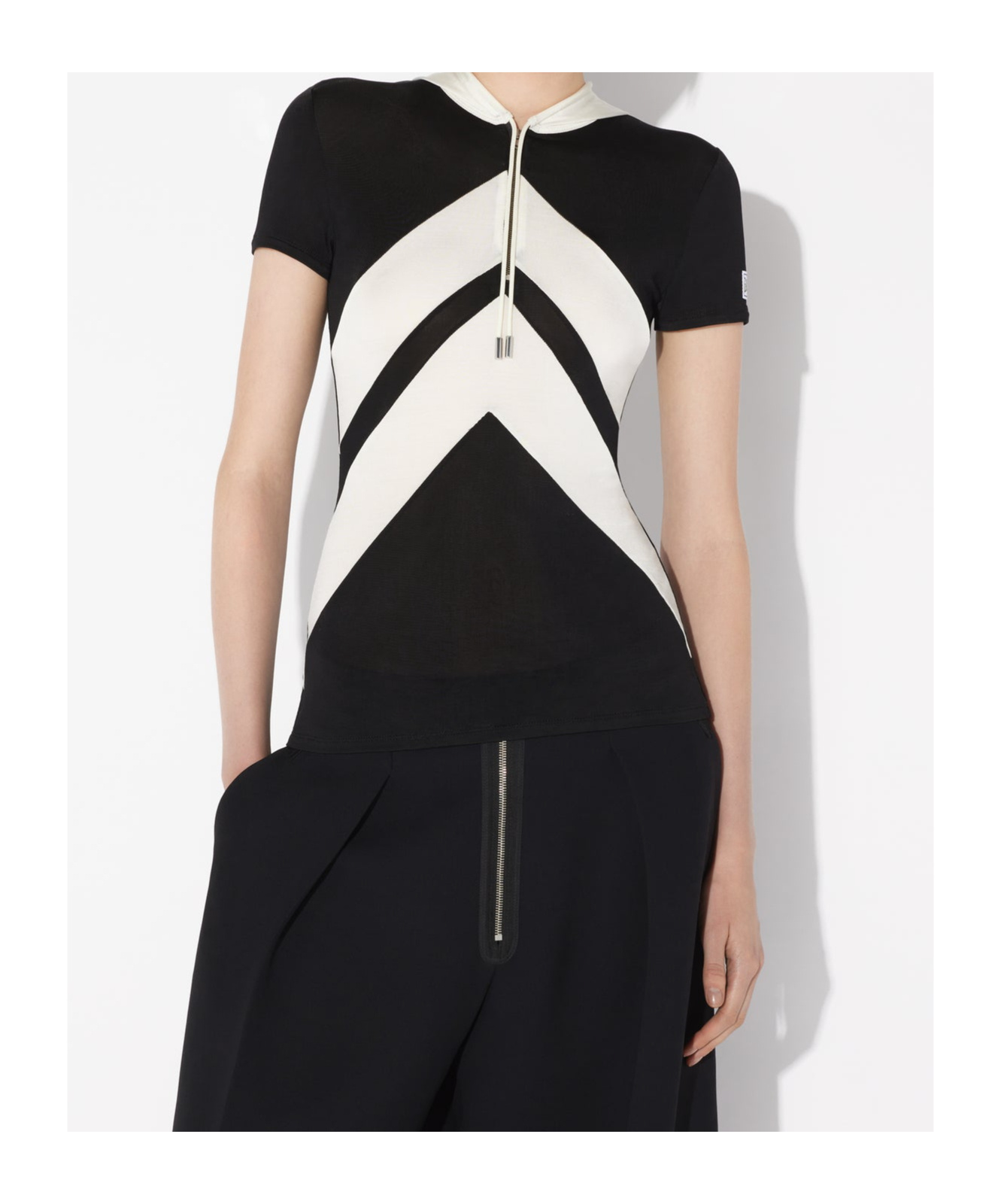 Shop Jean Paul Gaultier Chevron-patterned Hooded T-shirt In Black