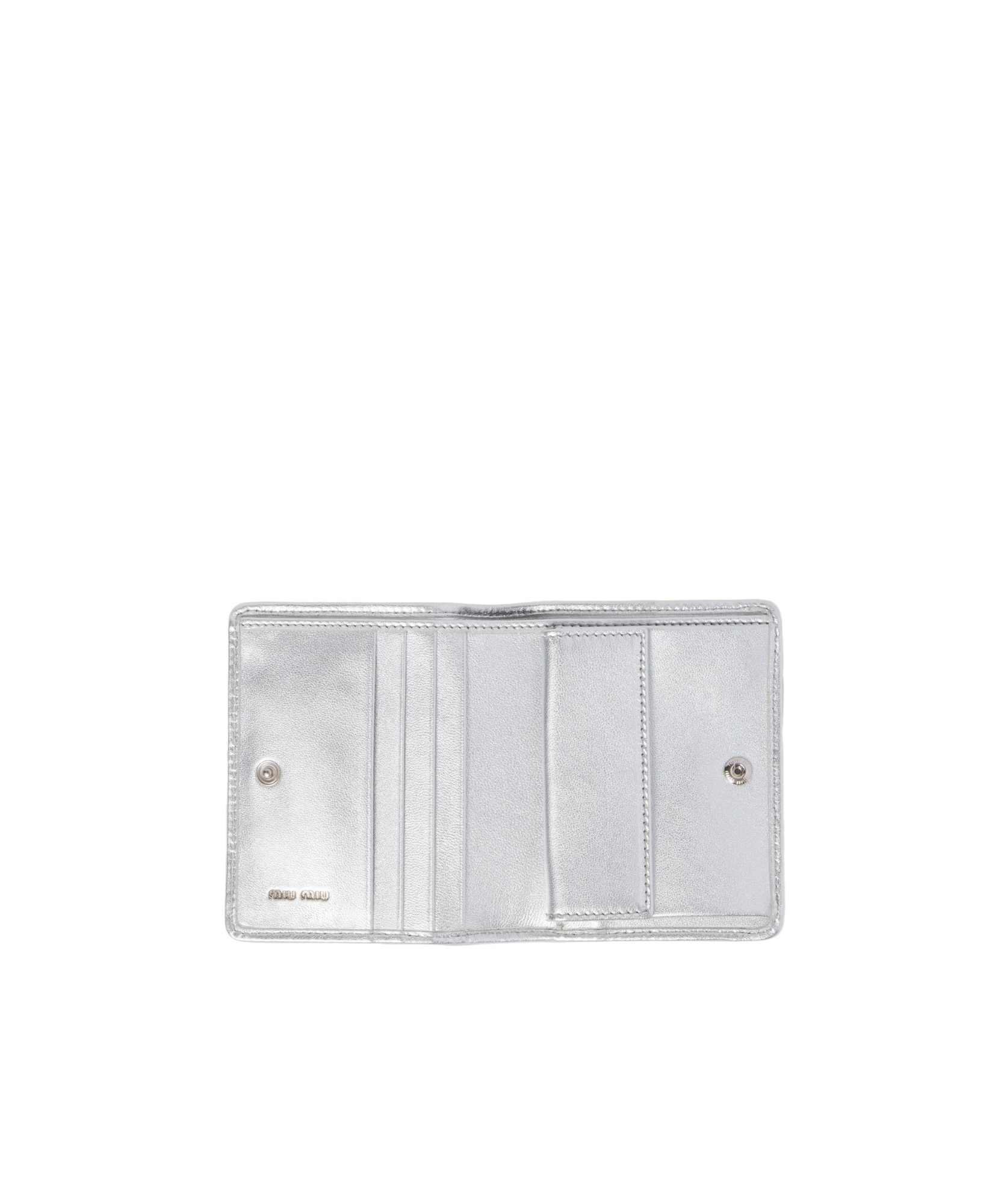 Miu Miu Small Logo Plaque Quilted Leather Wallet In White