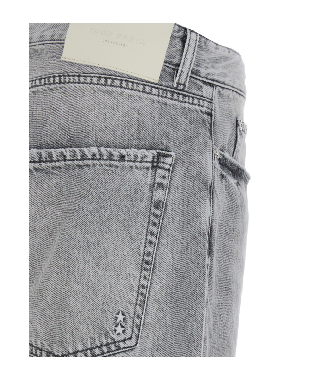 Icon Denim Grey Pants With Belt Loops And Rear Logo Patch In Denim Man In Grey