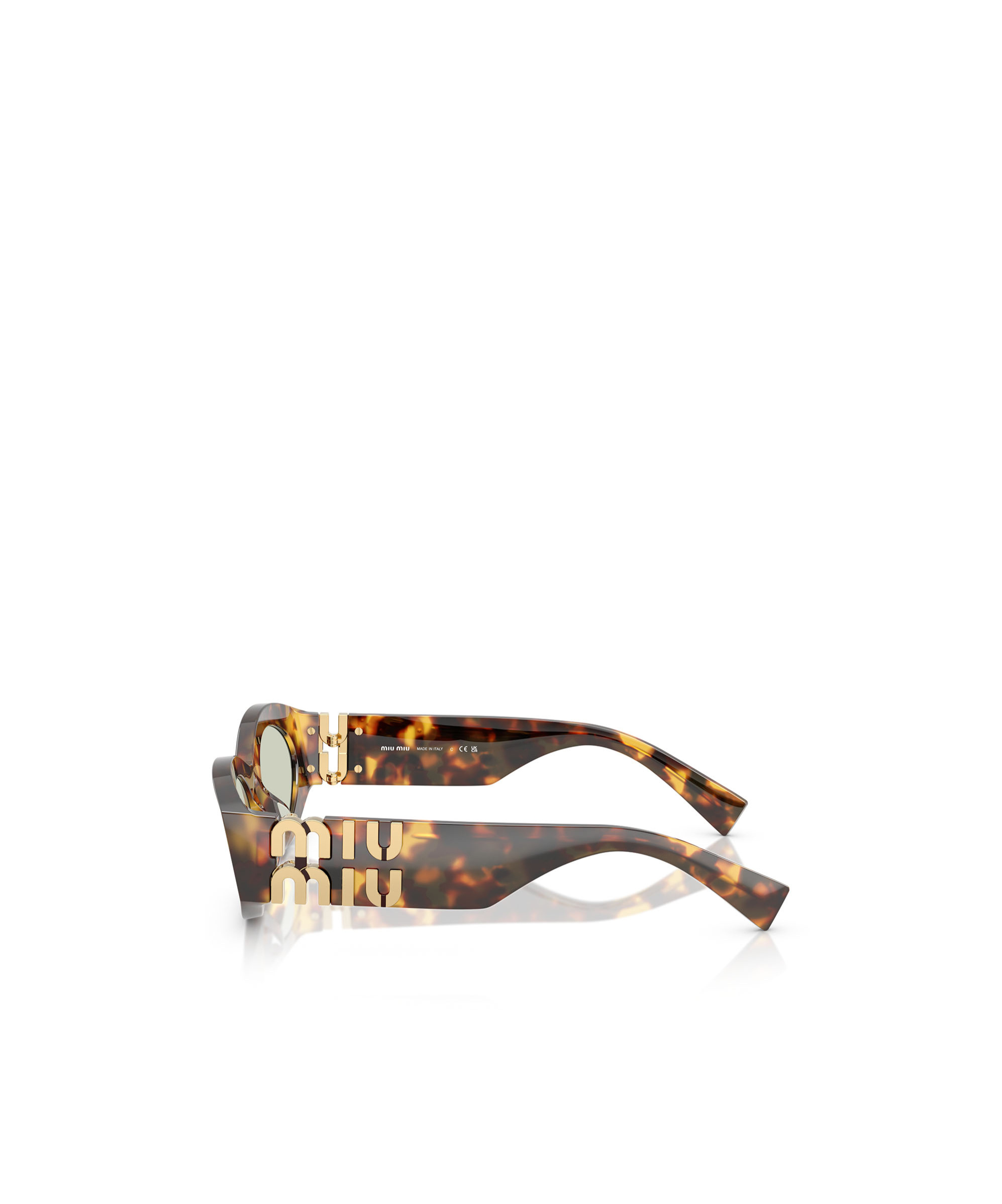 Miu Miu Logo Oval Acetate Sunglasses In Green