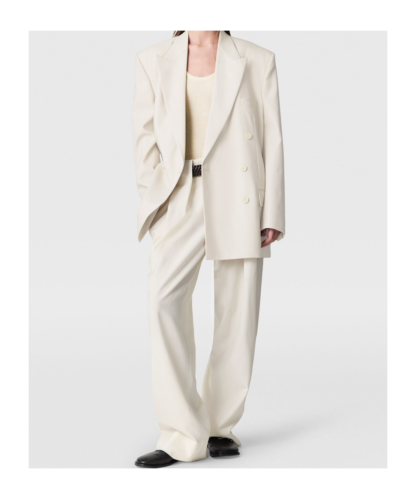 Stella Mccartney Slouchy Panelled Pleated Trousers In White