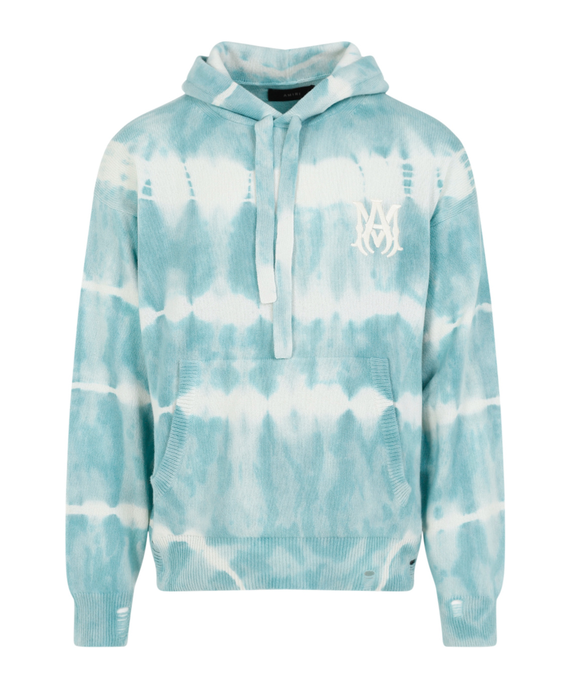 Amiri Tie-dye Distressed Hoodie In Blue