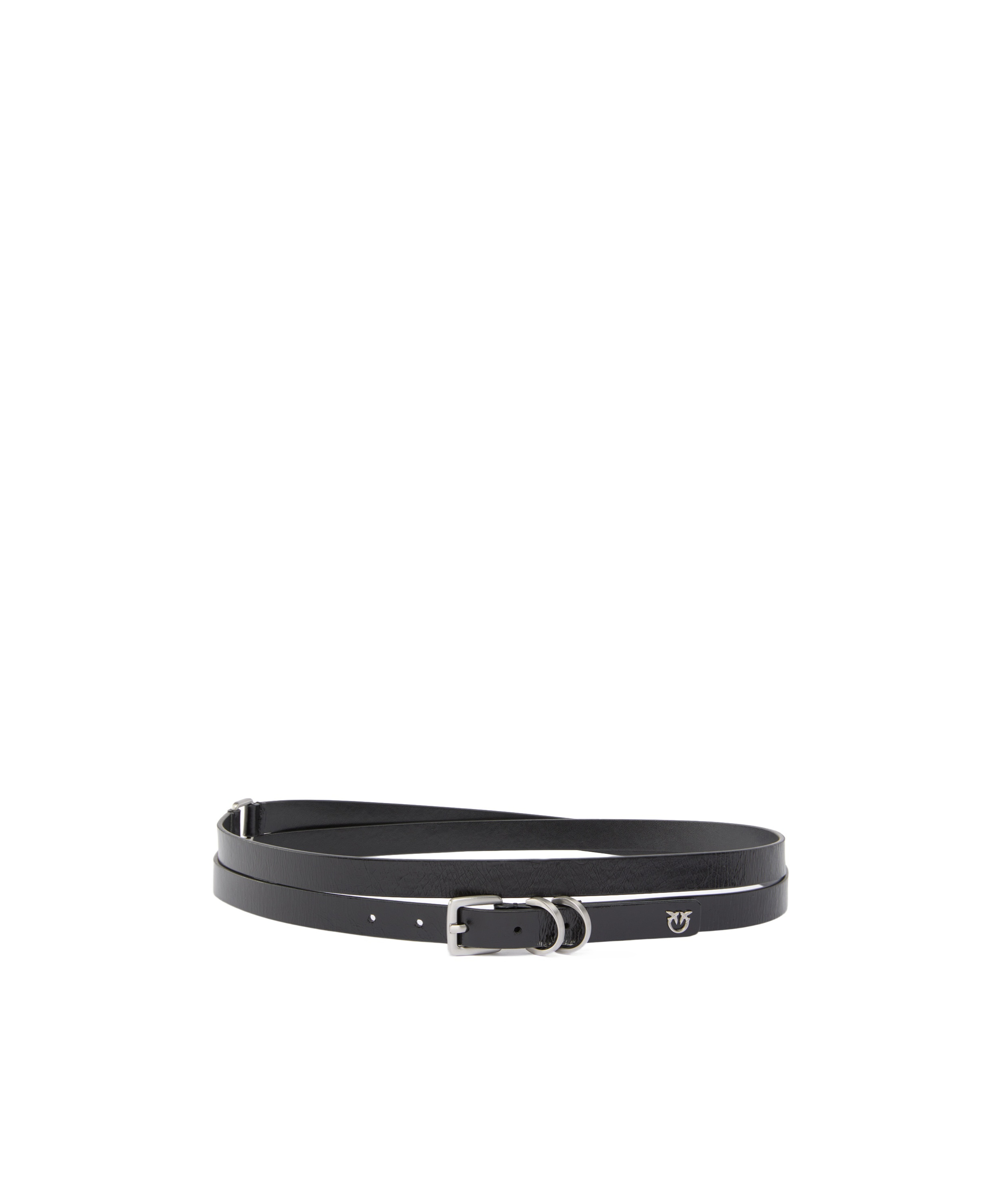 Pinko Black Logo Solid Belt In Black