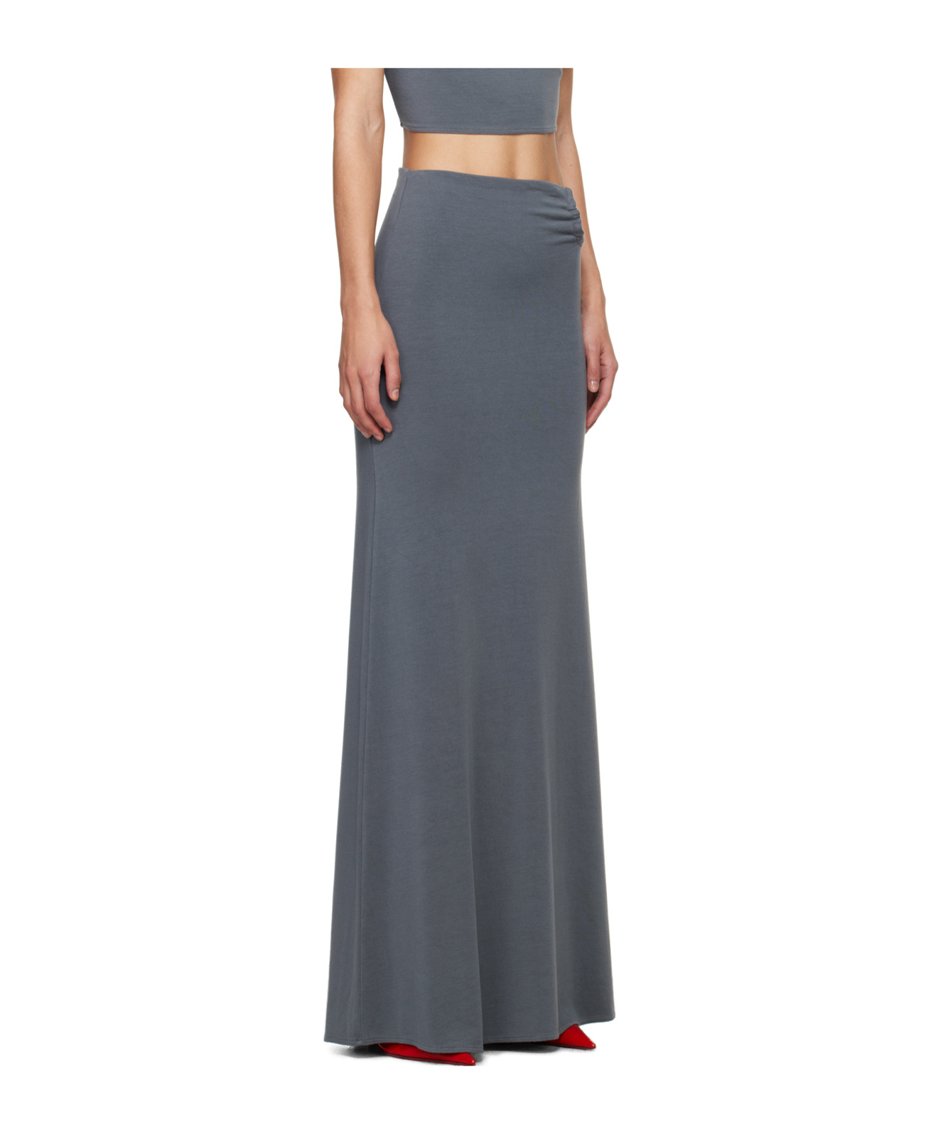 Jade Cropper O-ring Maxi Skirt In Gray