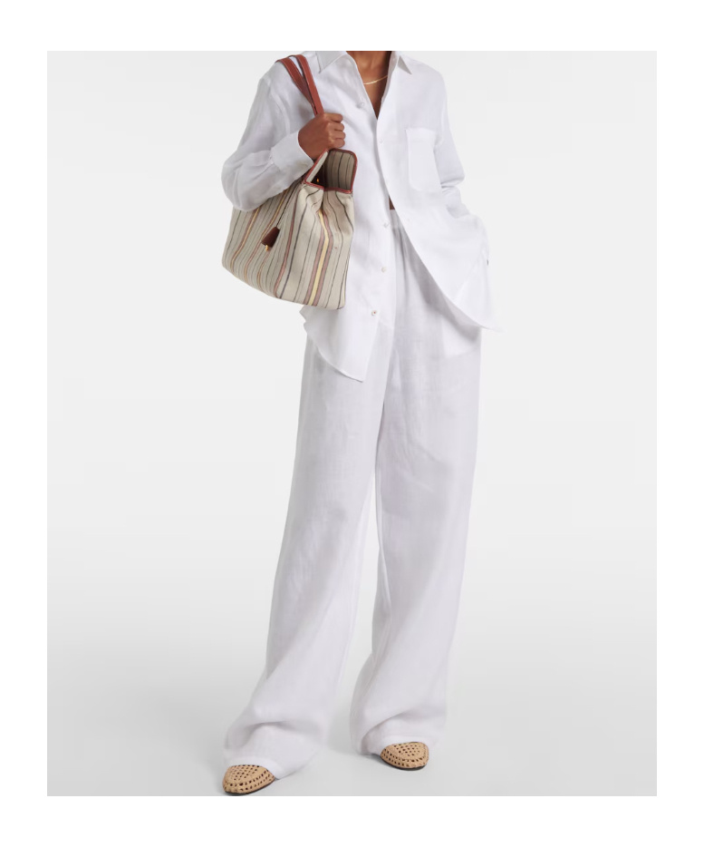 Loro Piana Valerio High-rise Linen Wide-leg Pants In White