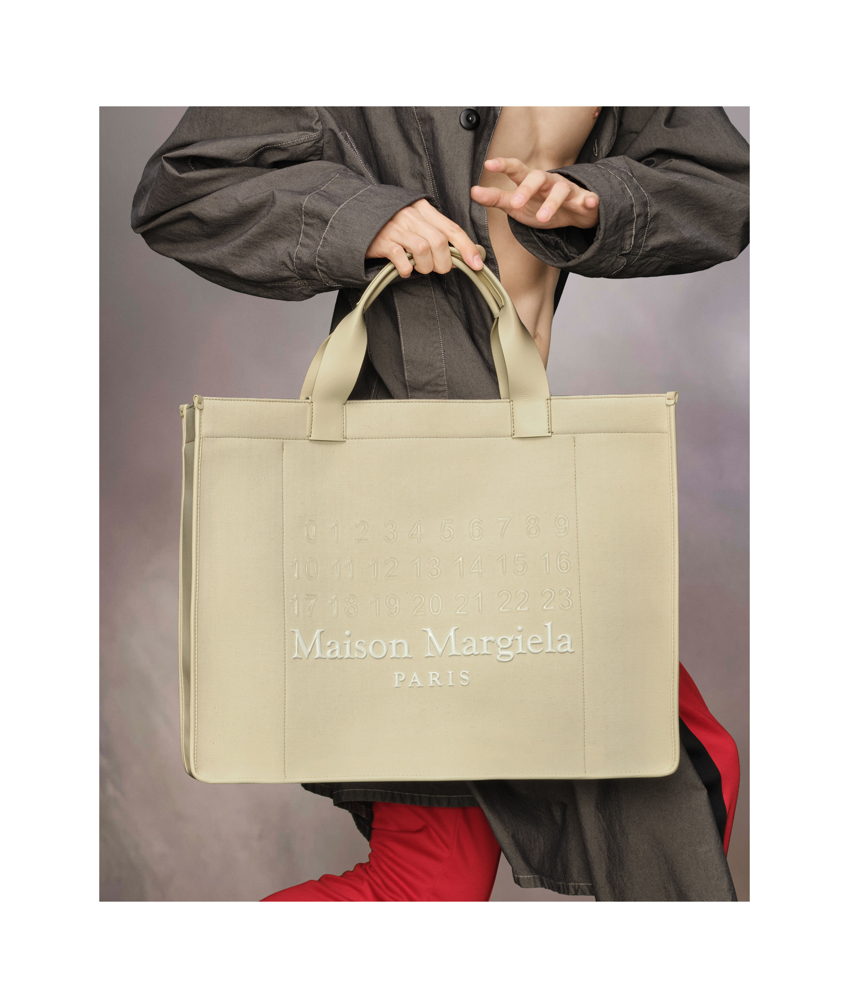 Maison Margiela Cabas Shopping Bag Large Unisex Toile In Nude