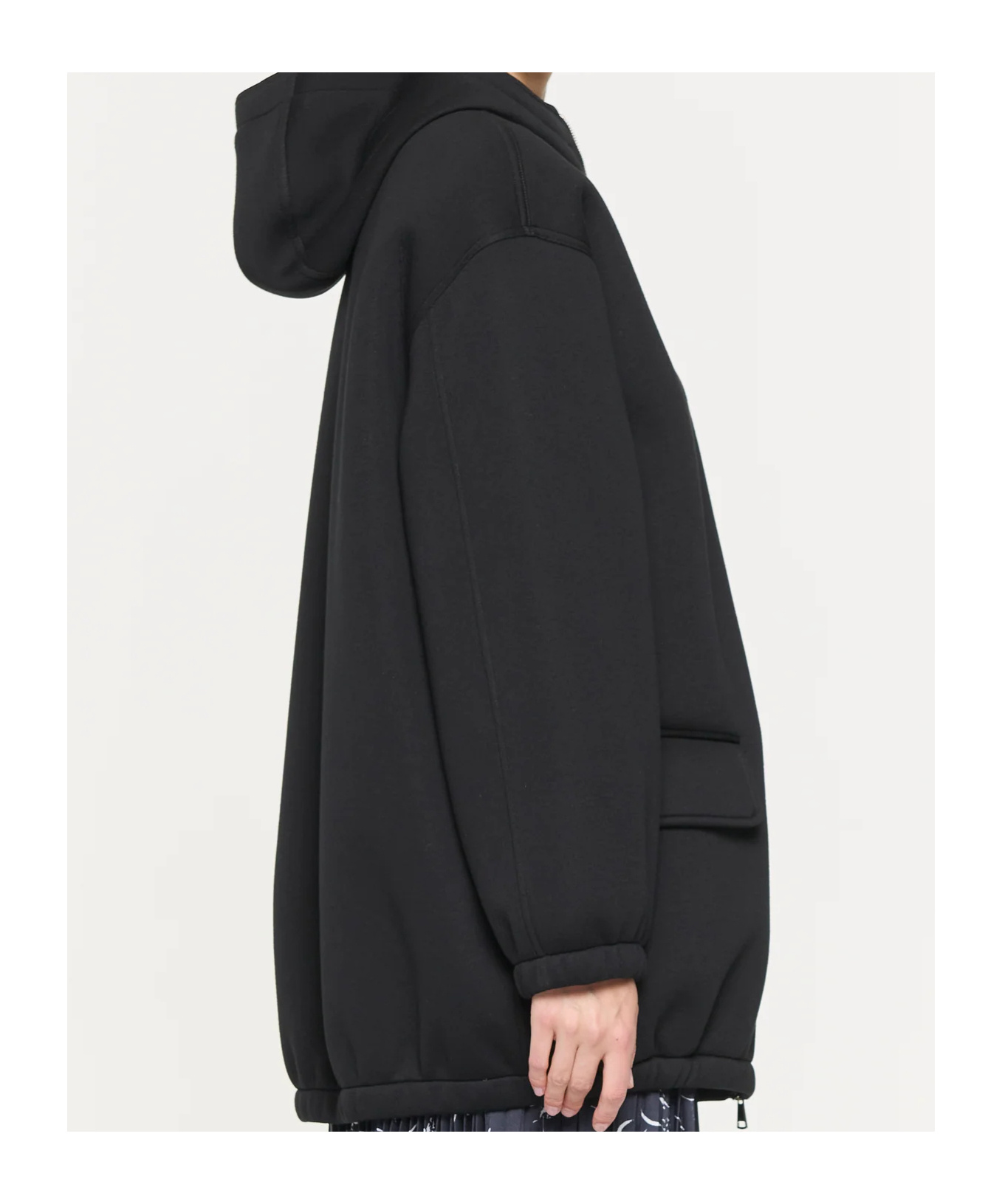 Plan C Black Scuba Hooded Jacket In Black