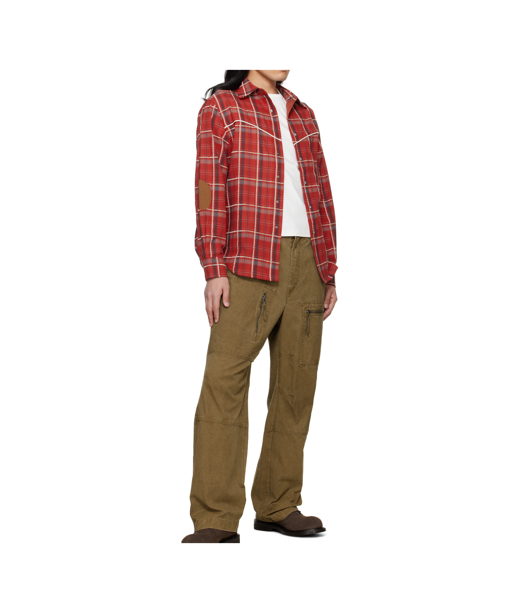 Andersson Bell Noah Patch Checked Shirt In Red