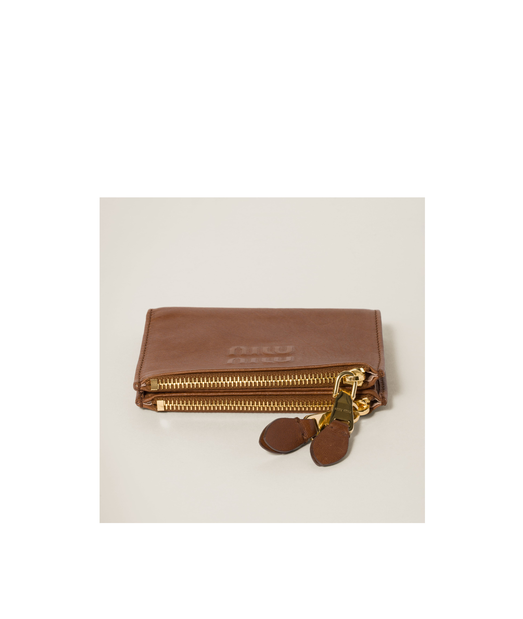 Miu Miu Small Napa Leather Wallet In Brown