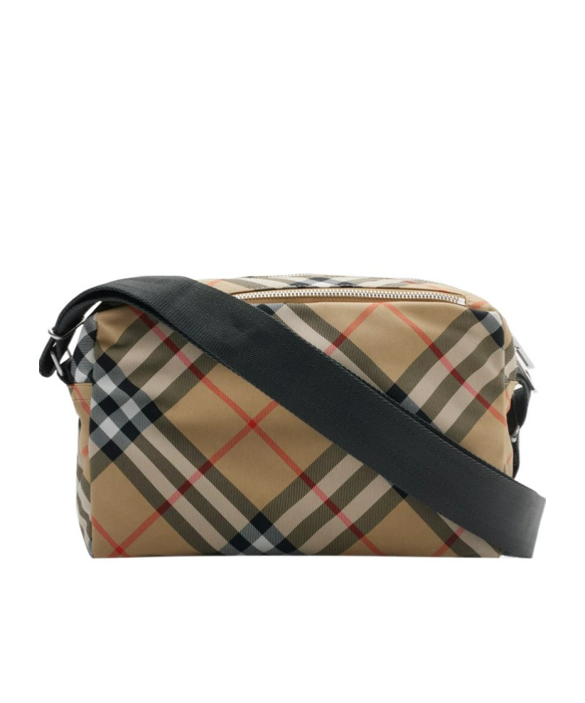 Burberry Vintage Check Messenger Bag With Silver Hardware In Brown