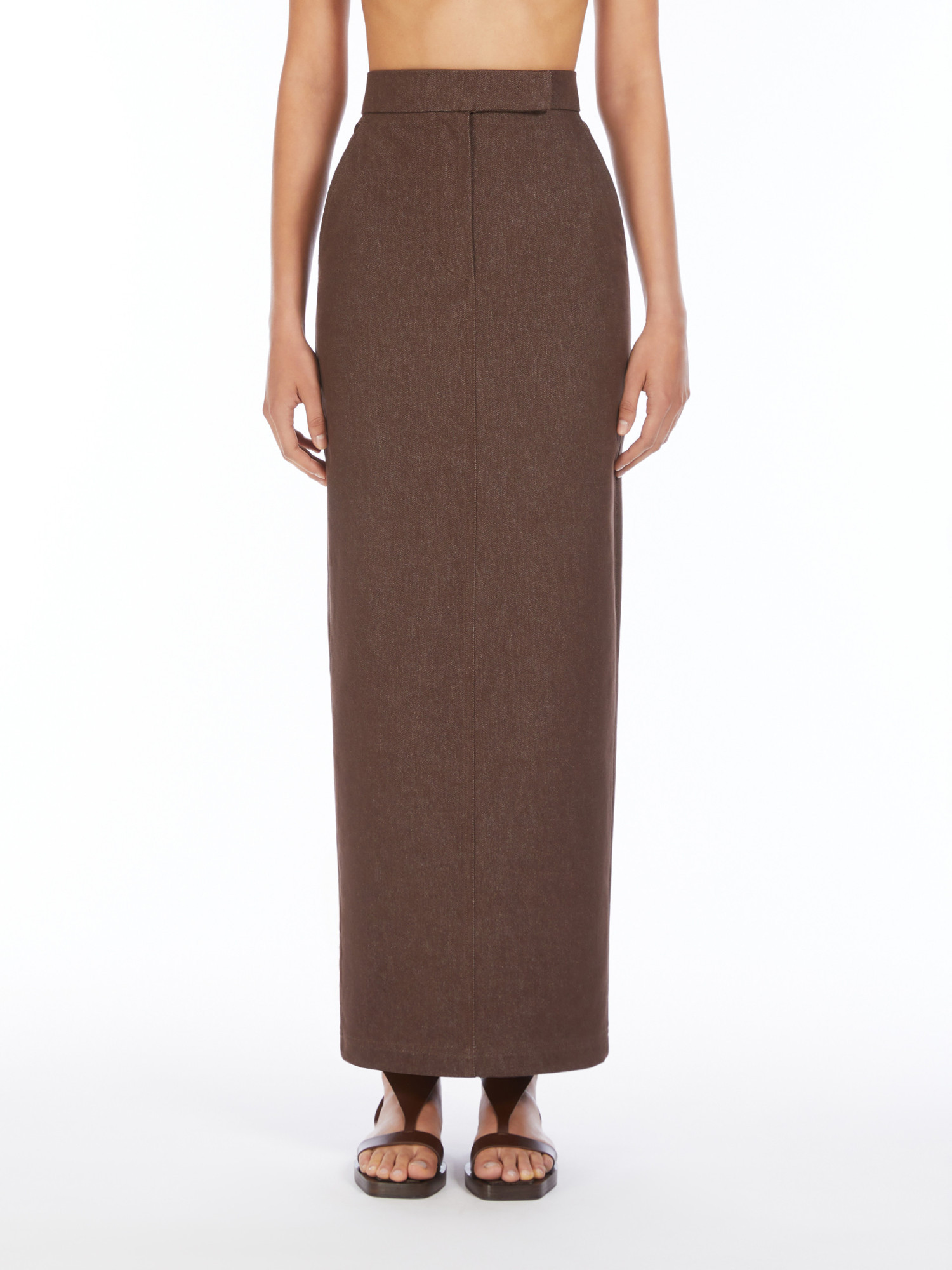 Max Mara Maxi Denim Skirt In Brown