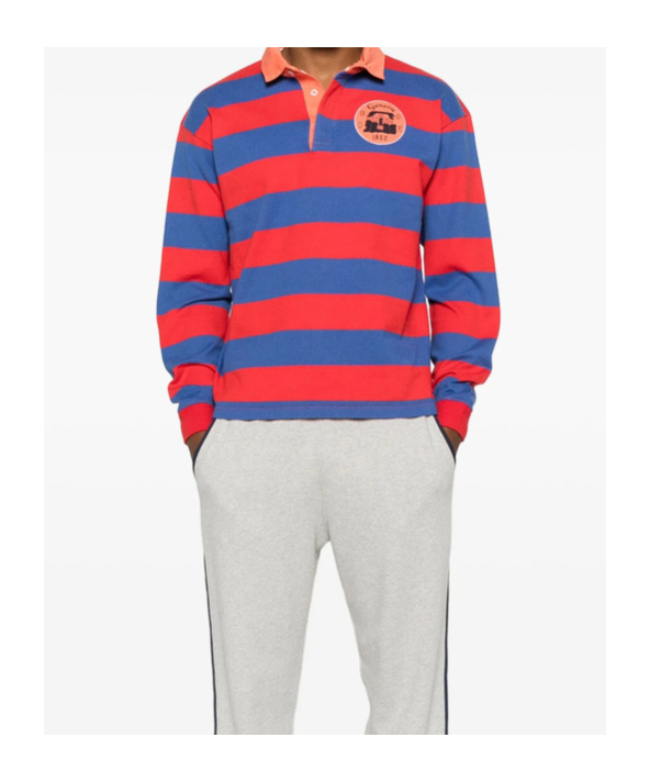 Bode Striped Cotton Polo Shirt In Red