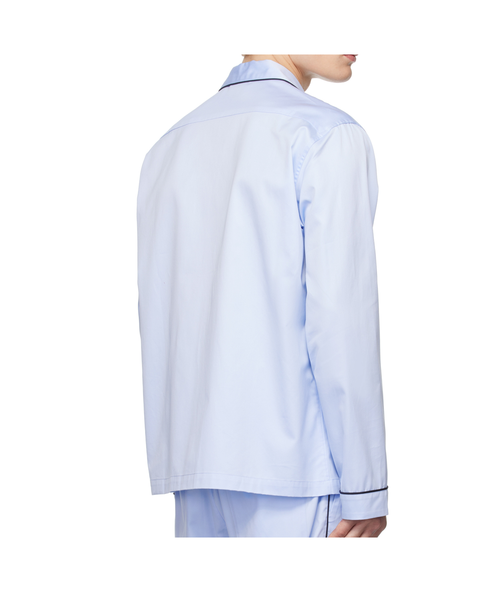 Tekla Blue Sateen Long-sleeved Pyjama Shirt In Blue