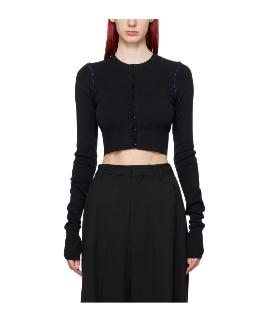 Mm6 Maison Margiela Round-neck Cropped Cardigan In Black